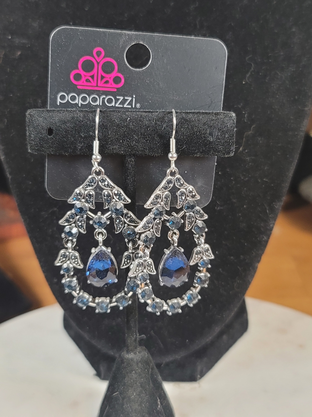 Paparazzi Blue Teardrop Chandelier Earrings - Elegant Navy Accents